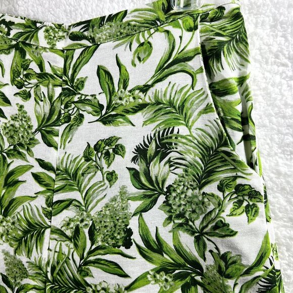 Midnight Sky NWT Linen Blend Women M Green Tropical Wide Leg Pants Boho Vacation - Picture 8 of 12